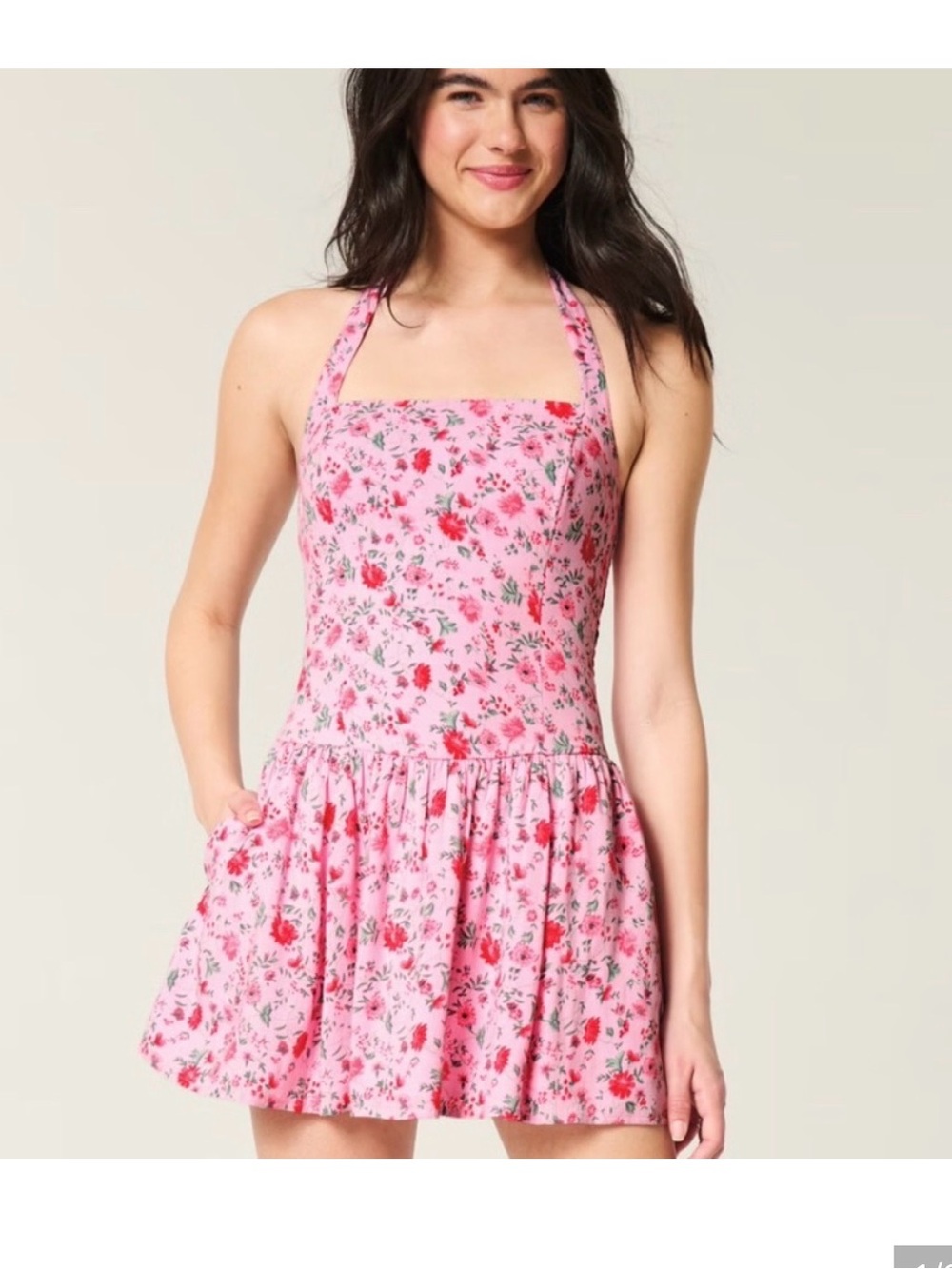 Hollister Drop Waist Halter Mini Dress